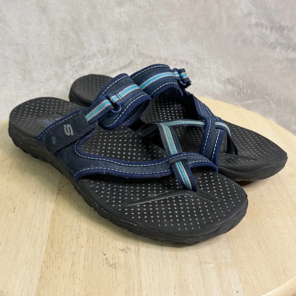 Skechers Outdoor Lifestyle Womens Navy Blue Strappy Thong Sandals Size 10